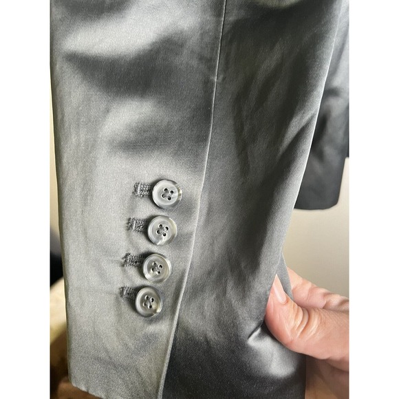 Womens Blazer Jacket Size 10 Victor Alfaro Gray Shiny- Dress Up Or Down Its Fire - Picture 13 of 14
